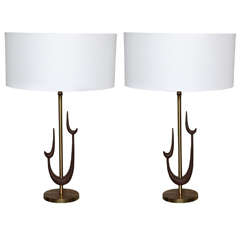 Pair Mid Century Sculptural Table Lamps