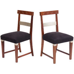 Pair Art Deco Upholstered 
Gilded Side Chairs, C. 1930
s