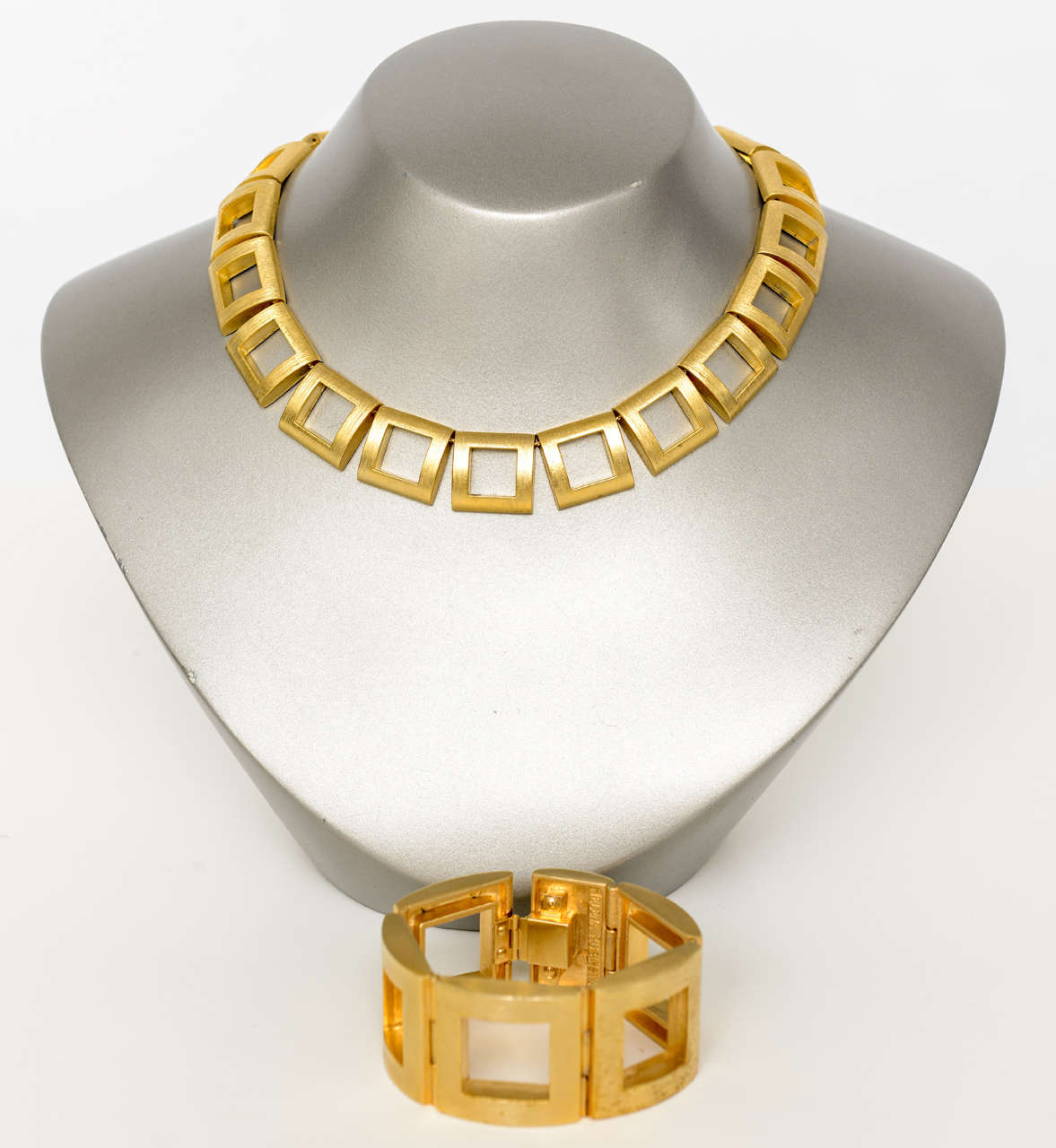 Classic Helena Rubinstein Gilded Necklace and Bracelet.
Necklace Length 15.5
