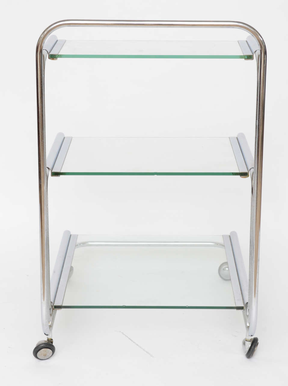 Fontana Arte Chrome and Glass Bar Cart In Good Condition In Miami, FL