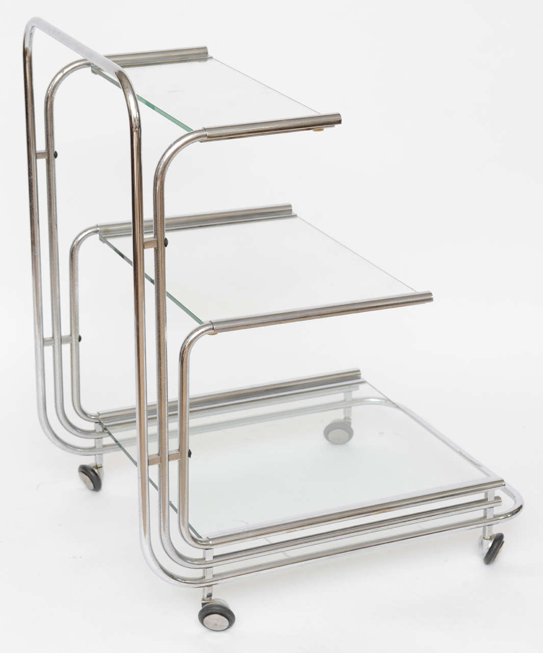 Late 20th Century Fontana Arte Chrome and Glass Bar Cart