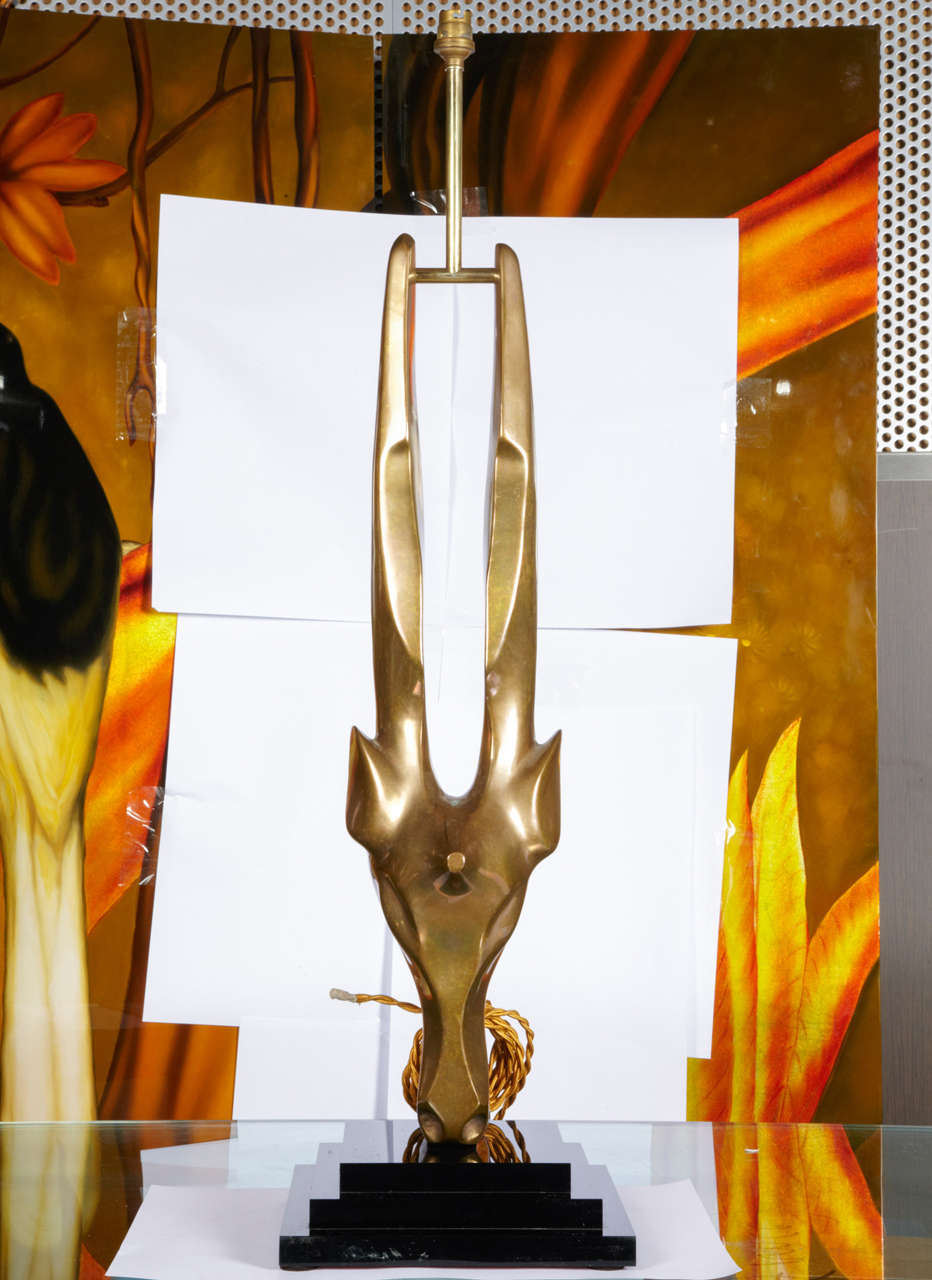 Huge bronze gazelle head lamp