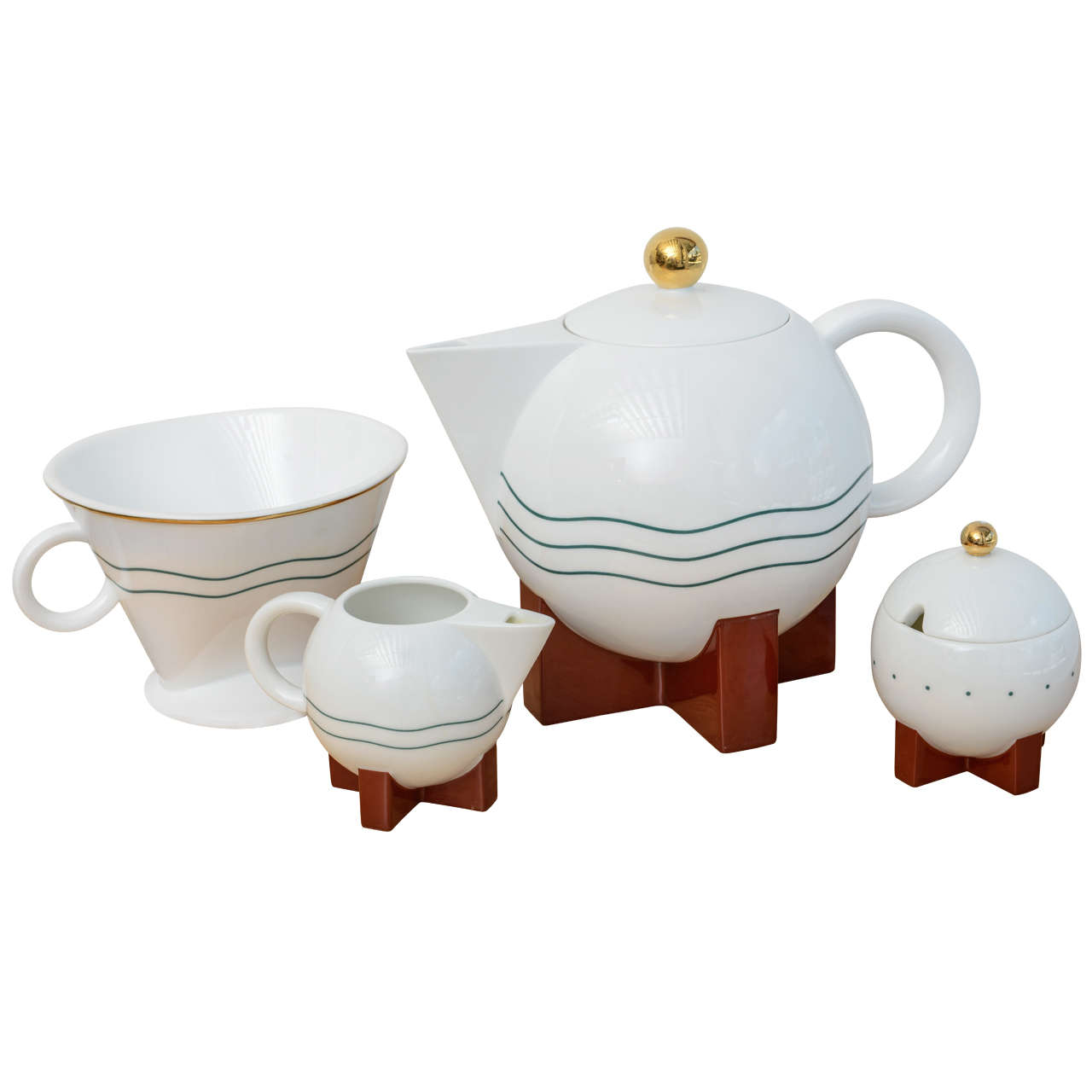 Michael Graves Postmodern Tea Set & Strainer By Swid & Powell