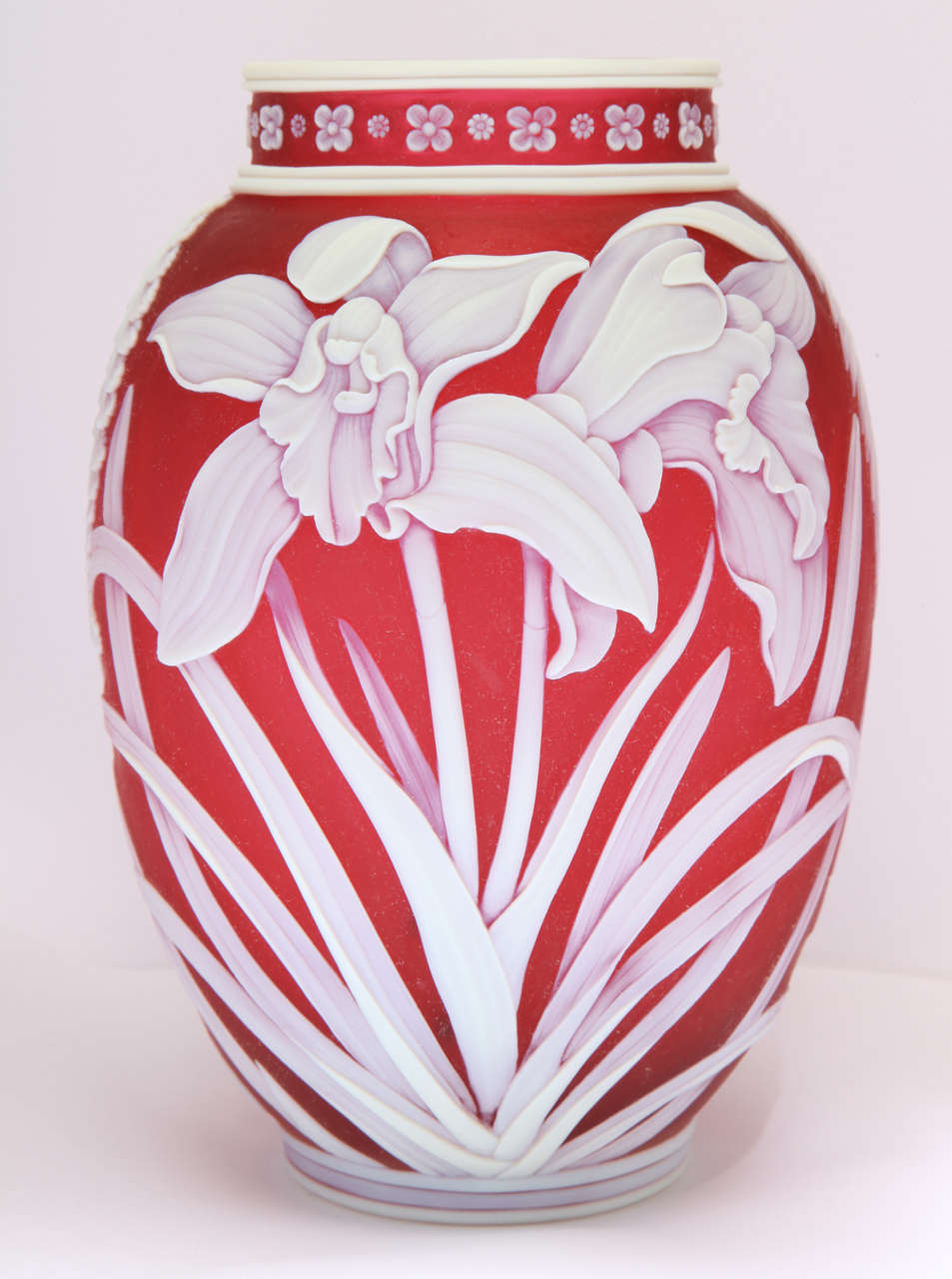 British Rare and Fine, Unsigned Thomas Webb & Sons Cameo Glass Vase For Sale