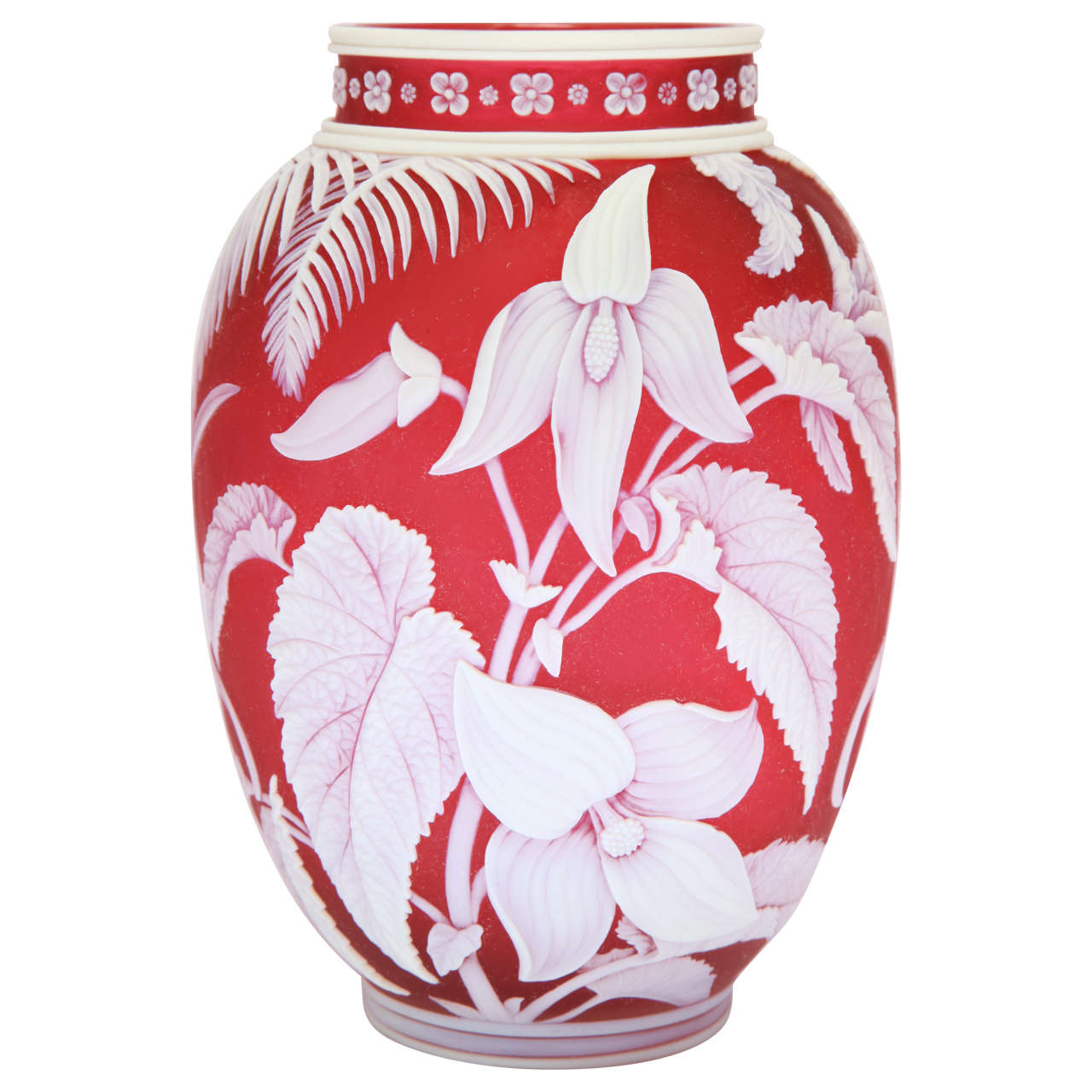 Rare and Fine, Unsigned Thomas Webb & Sons Cameo Glass Vase For Sale