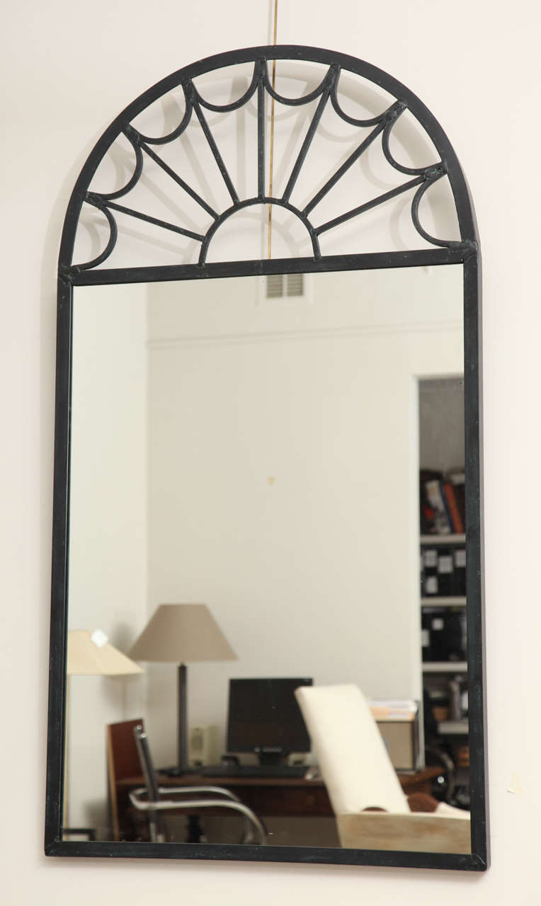 Midcentury Black Iron Mirror at 1stdibs