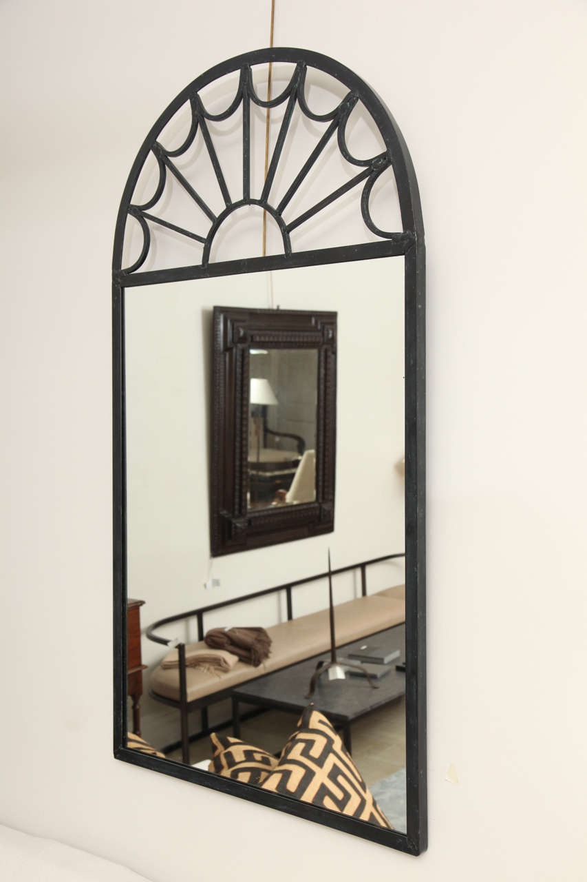 Midcentury Black Iron Mirror at 1stdibs