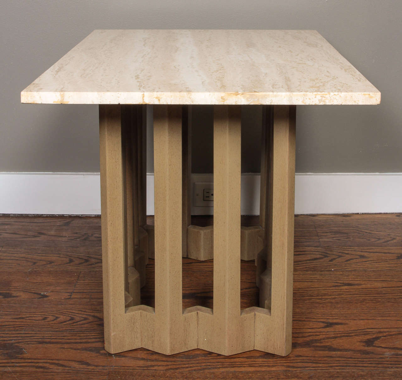 Mid-Century Modern Wood and Travertine Side Table by Harvey Probber For Sale