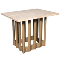 Wood and Travertine Side Table by Harvey Probber
