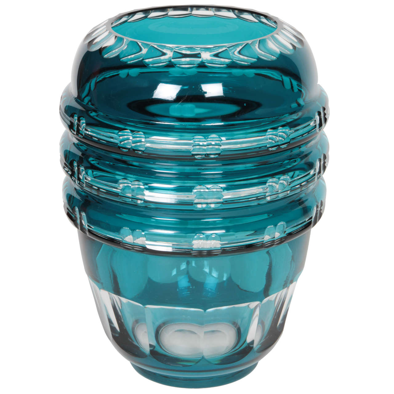 Turquoise Cut Crystal Vase by Val Saint Lambert at 1stDibs