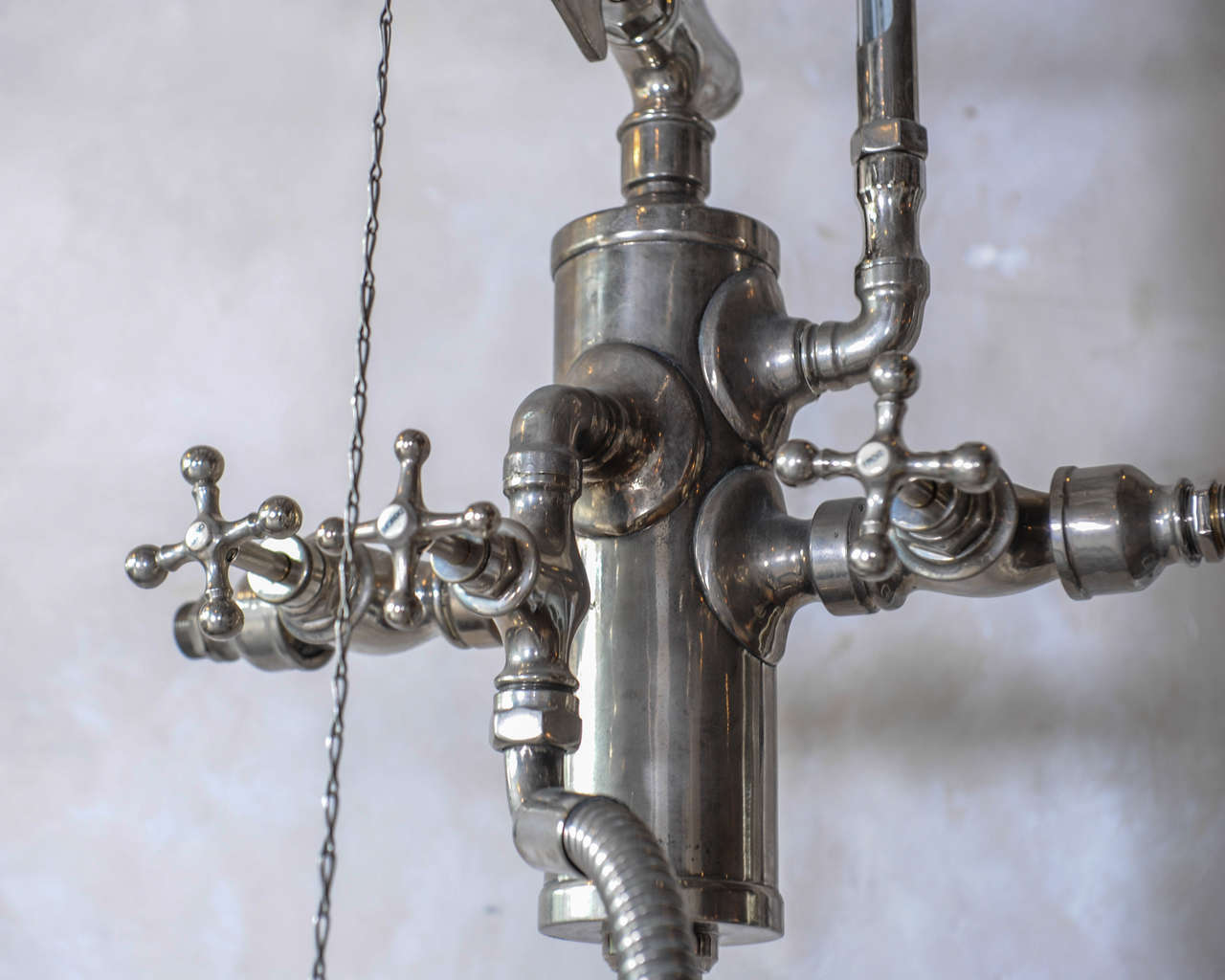 Original French Free-Standing Nickel Needle Shower In Good Condition In Baambrugge, NL