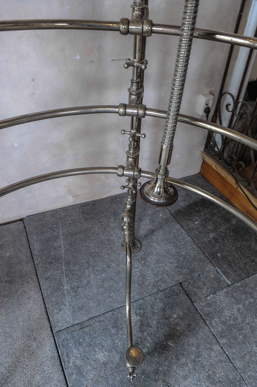 20th Century Original French Free-Standing Nickel Needle Shower