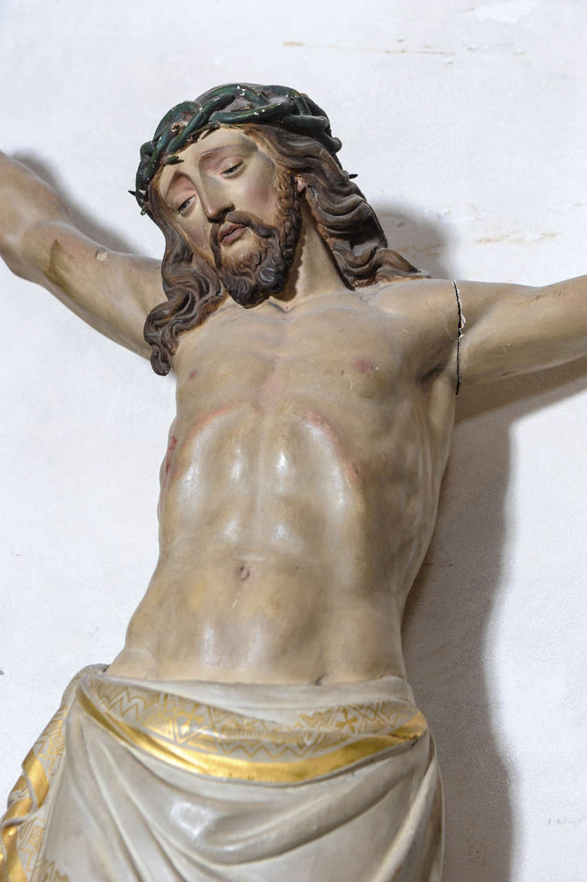 19th Century Wood Carved and Polychromed Statue of Jesus Christ 4