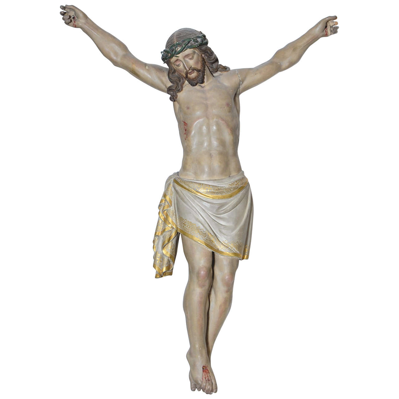 19th Century Wood Carved and Polychromed Statue of Jesus Christ