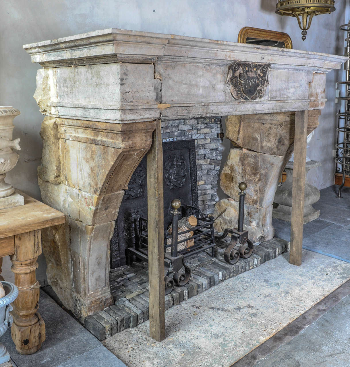 Spectacular 16th Century French Castle Fireplace from Hard French Stone