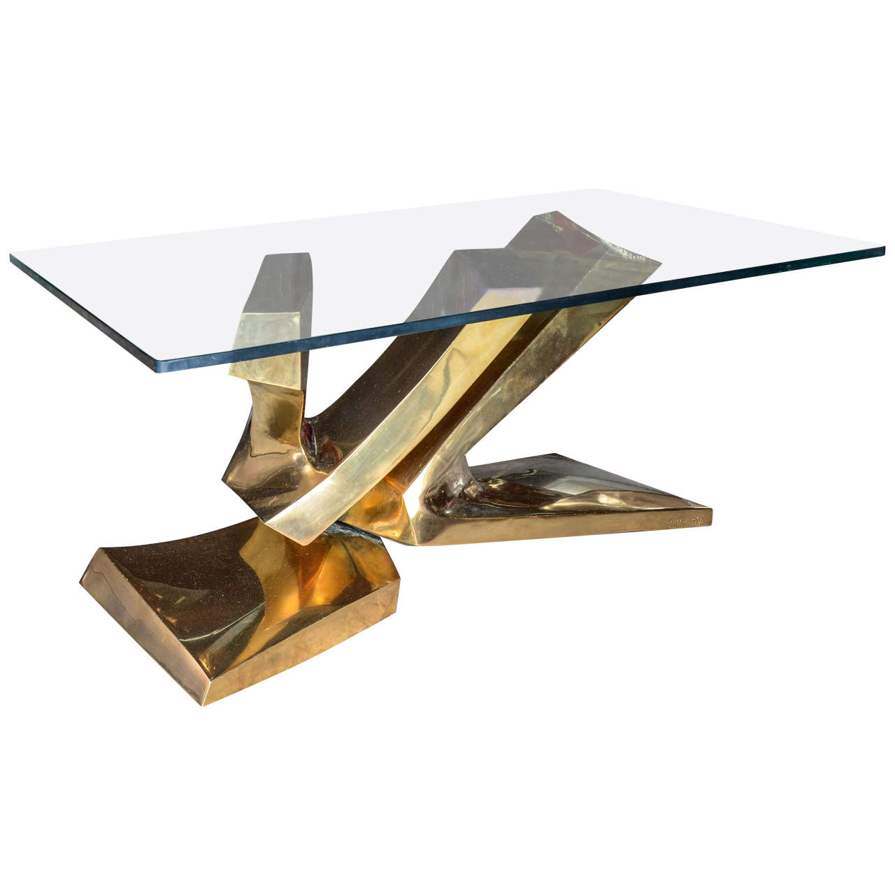 Sculptural Brass Cocktail Table by Alain Lantero