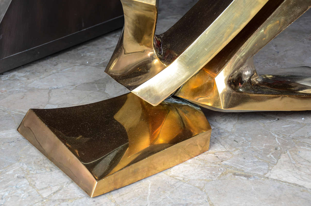 French Sculptural Brass Cocktail Table by Alain Lantero