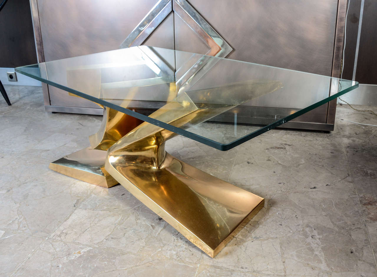 Sculptural Brass Cocktail Table by Alain Lantero In Excellent Condition In Bois-Colombes, FR