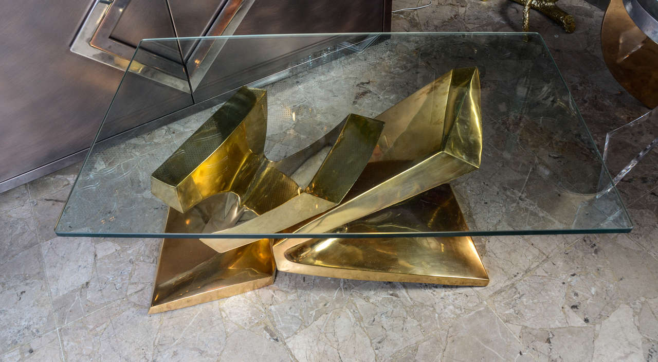 Sculptural Brass Cocktail Table by Alain Lantero 2
