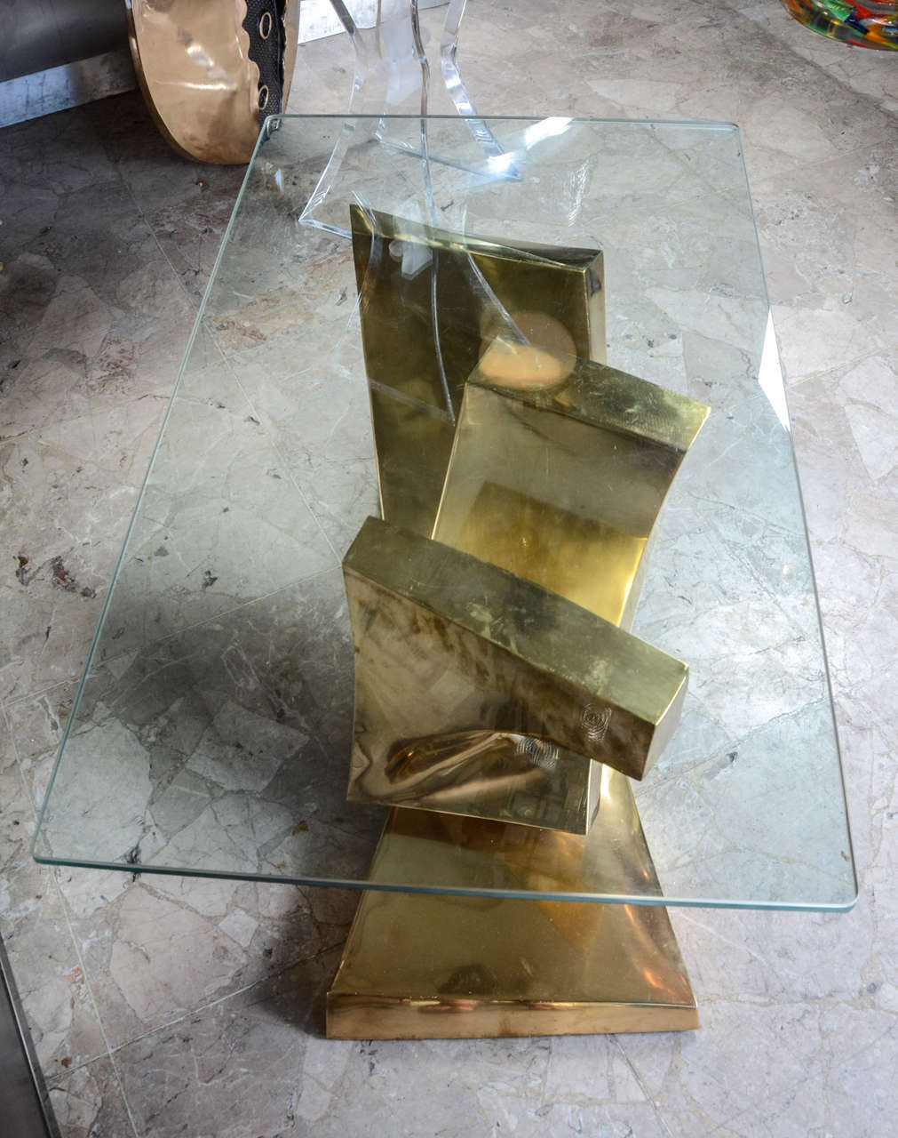 Sculptural Brass Cocktail Table by Alain Lantero 3