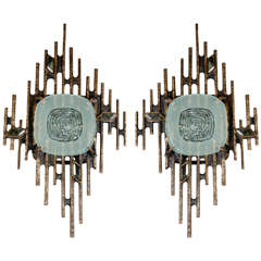 Huge Pair of Sconces Designed by Régis Royant