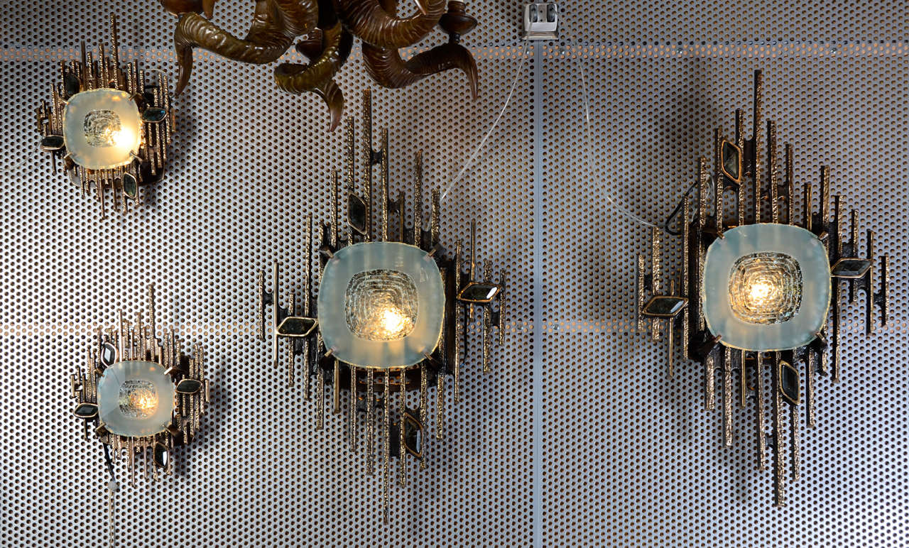 Huge Pair of Sconces Designed by Régis Royant For Sale 4