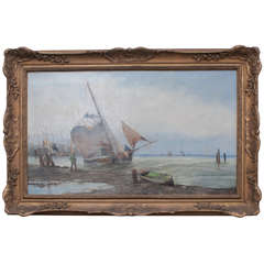 Oil on Canvas "Fishing Smacks off Dover" Signed C. McArthur