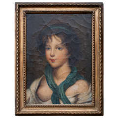Small Oil on Canvas of Peasant Girl