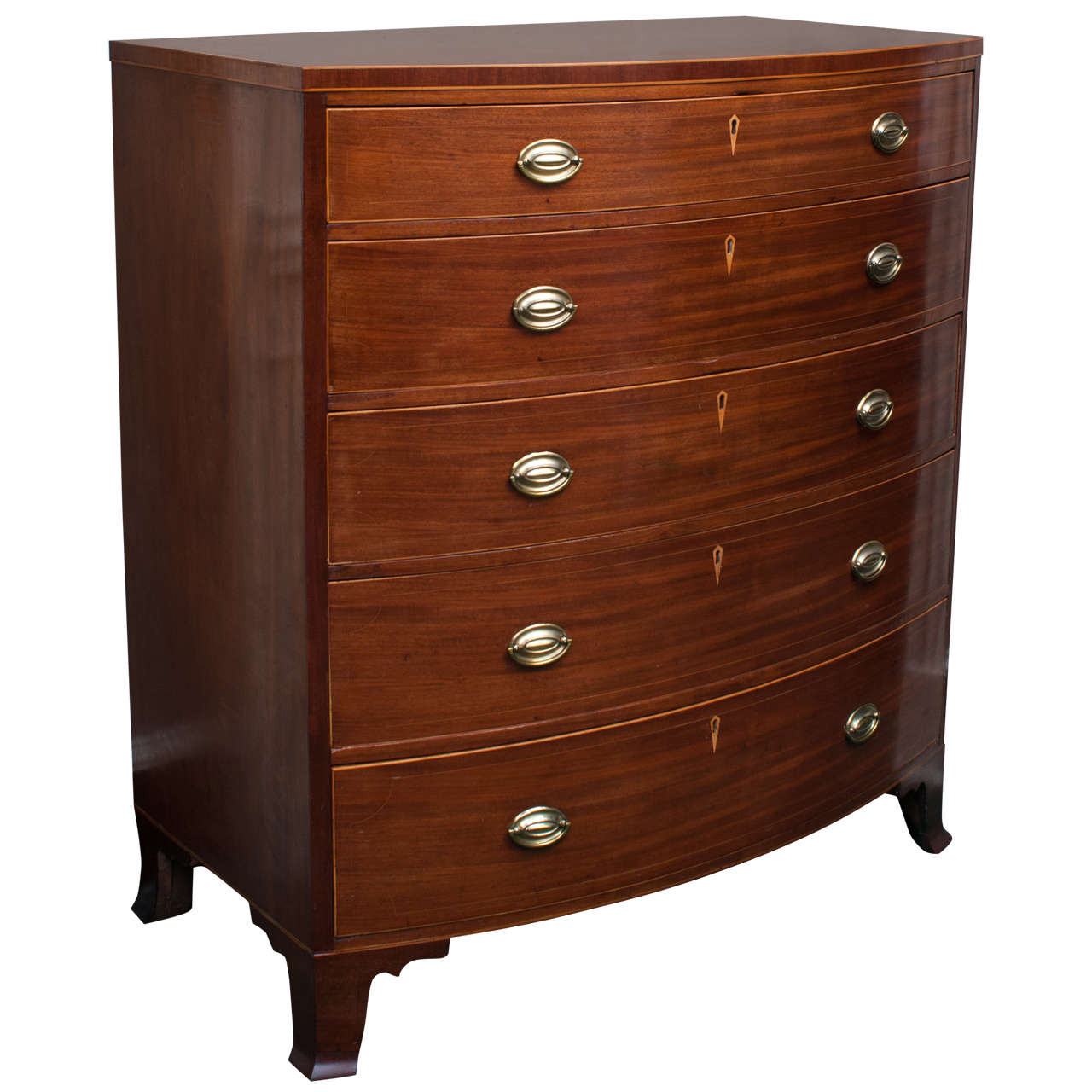 Hepplewhite Bow Front Tall Chest at 1stdibs