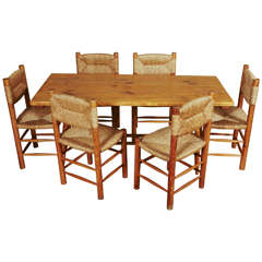 Charlotte Perriand Dining Set with Six Chairs