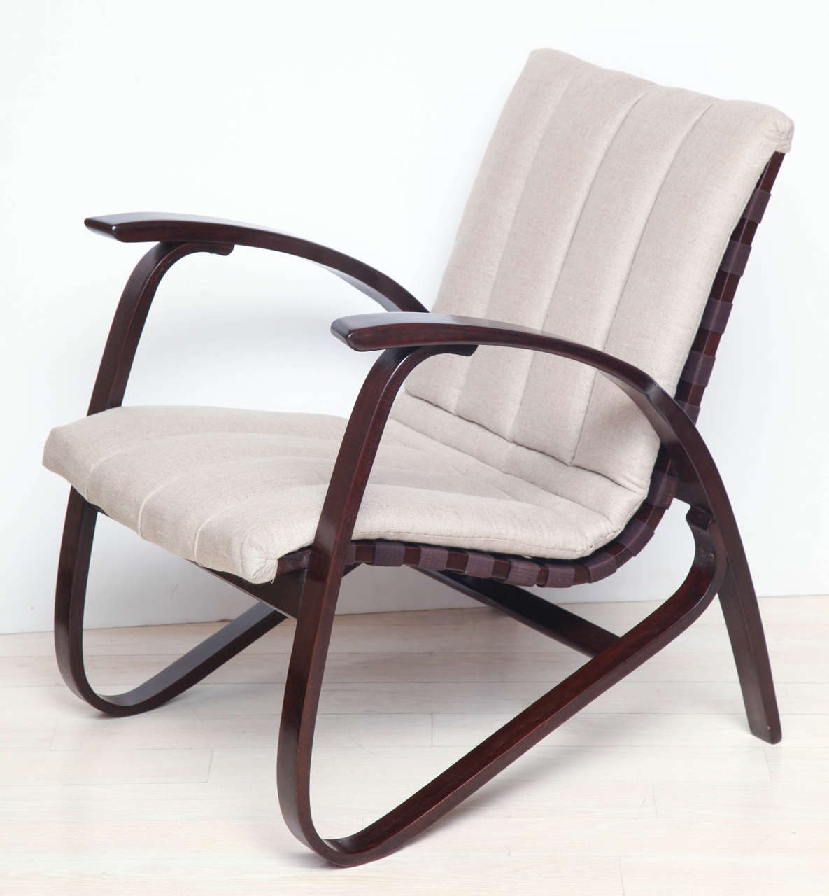 Modern Pair of Exceptional Bentwood and Canvas Armchairs by Jan Vanek