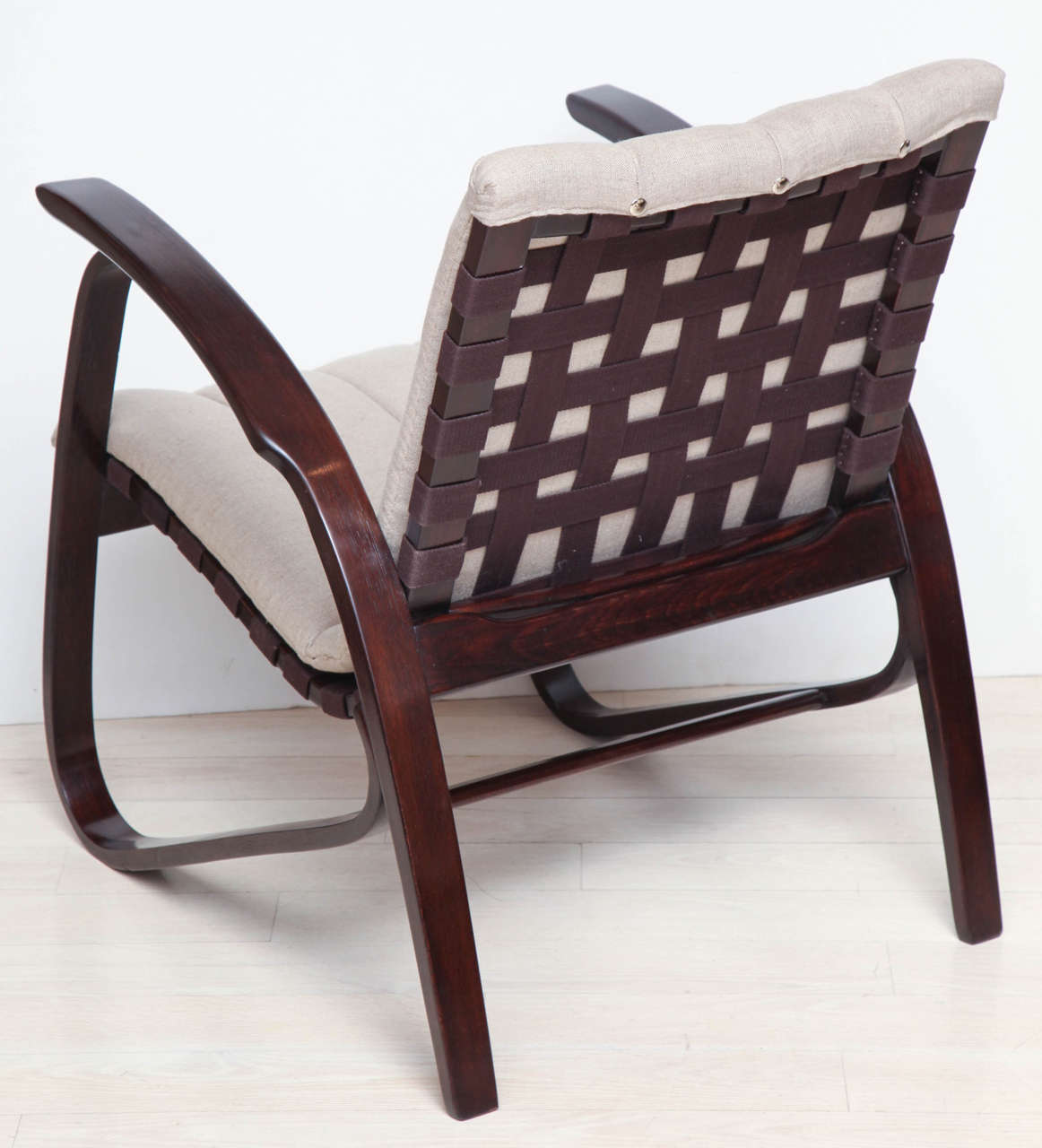 Pair of Exceptional Bentwood and Canvas Armchairs by Jan Vanek In Excellent Condition In New York, NY