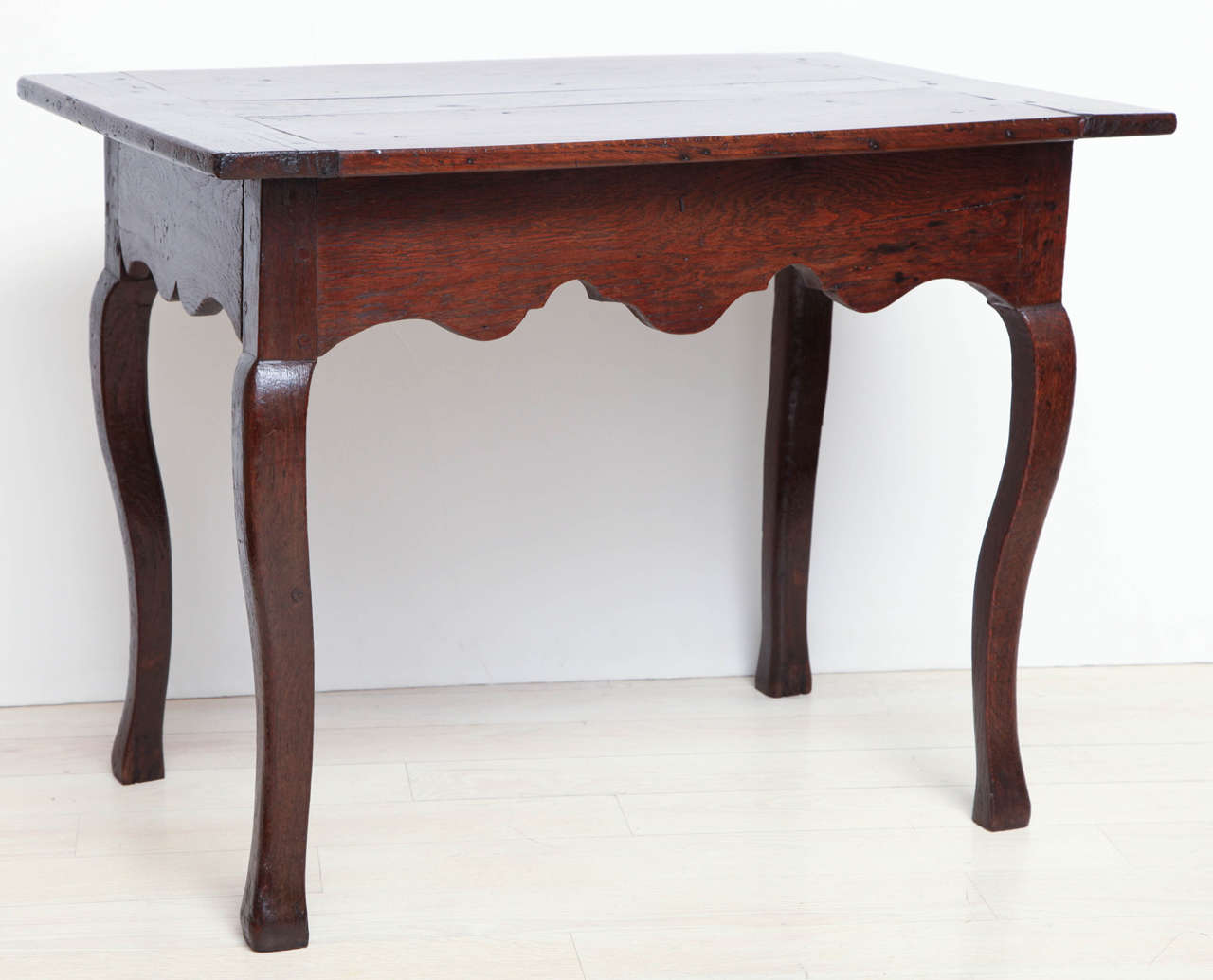 18th Century French Oak Side Table with Shaped Apron and Drawer