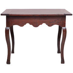 18th Century French Oak Side Table with Shaped Apron and Drawer