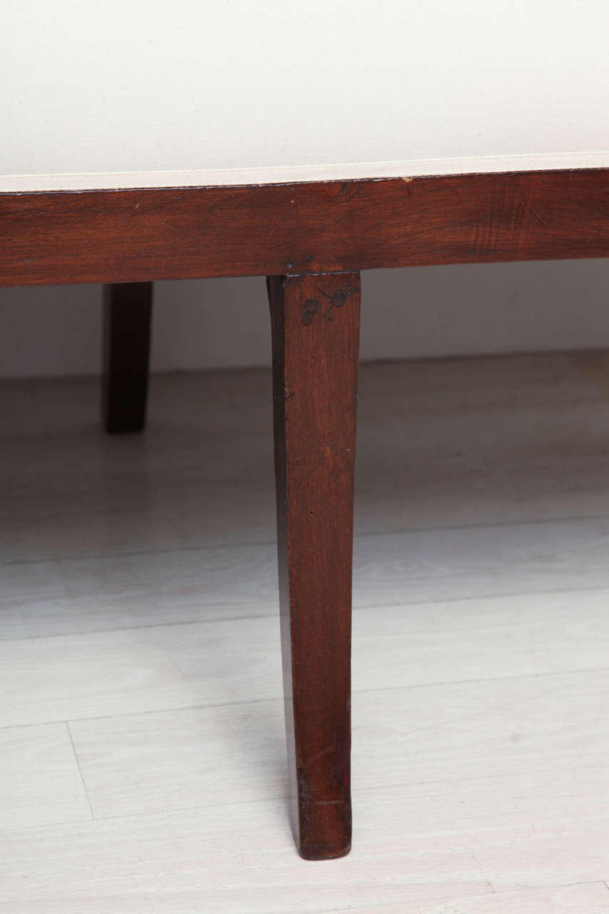19th Century French Mahogany Wood Bench with Scroll-Form Arms and Tapered Legs In Excellent Condition In New York, NY