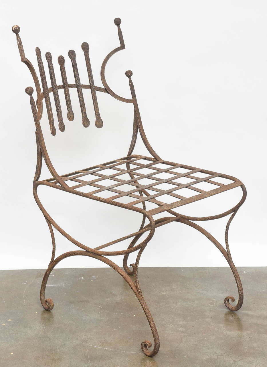 French Iron Chair In Fair Condition For Sale In West Palm Beach, FL