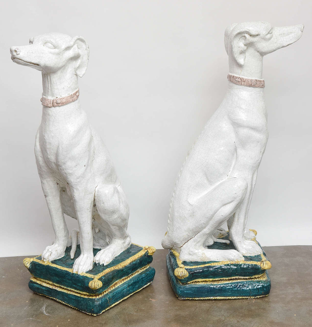 Early 20th Century Giant Pair of Terracotta Greyhounds