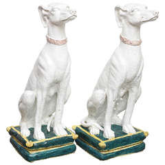 Giant Pair of Terracotta Greyhounds