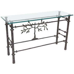 Patinated Metal Console Table