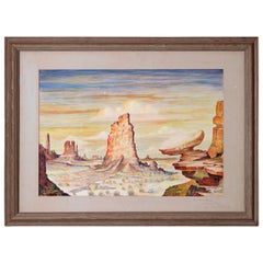 Oil on Board Painting of the Great Organ, Monument Valley, A. Cogswell 1948