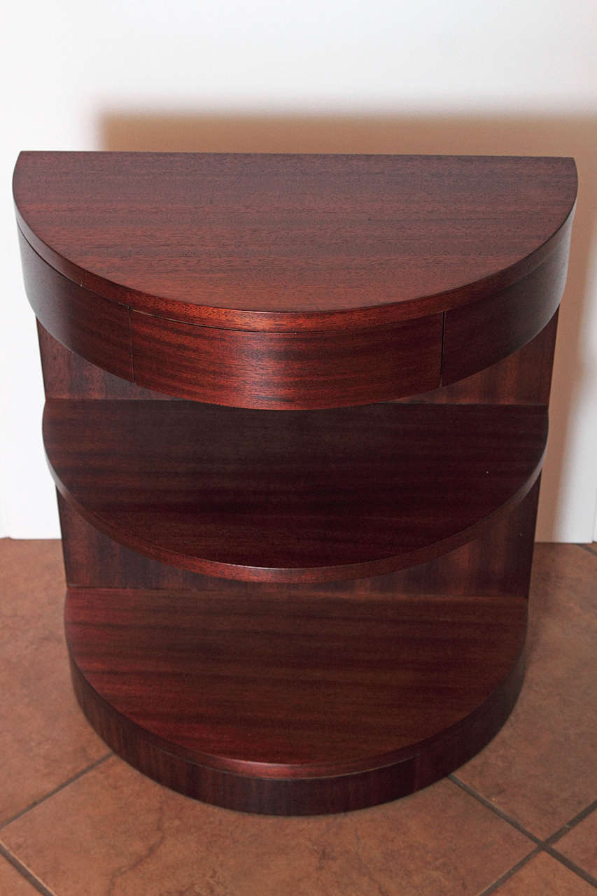 Streamline Art Deco Demilune Side Table by Karpen For Sale 1