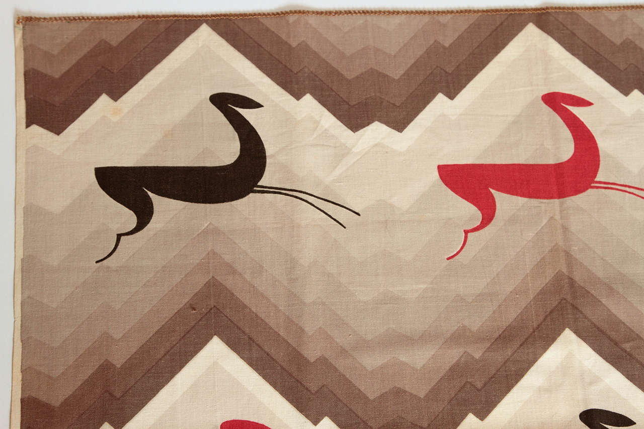 1930, Art Deco Paul Poiret for Schumacher, Fabric of Gazelles In Good Condition In Dallas, TX