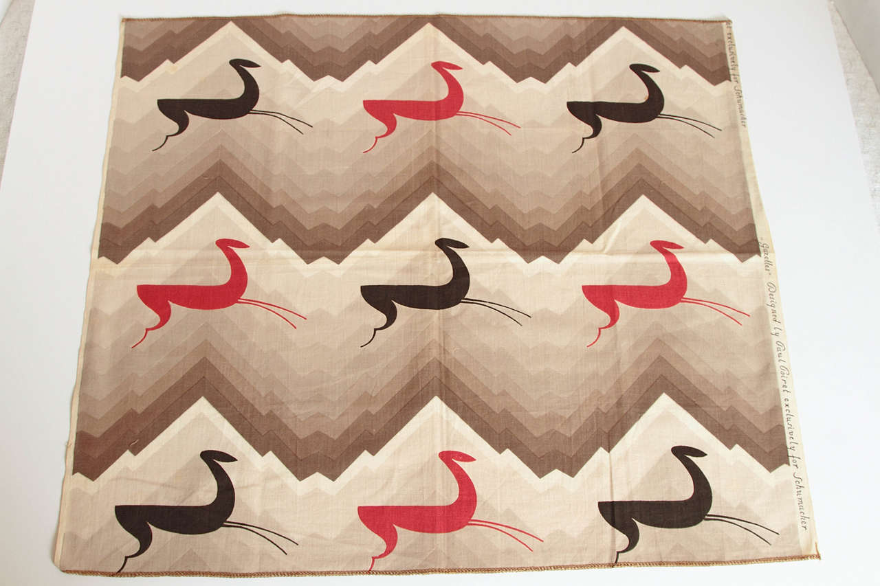 1930, Art Deco Paul Poiret for Schumacher, Fabric of Gazelles 3
