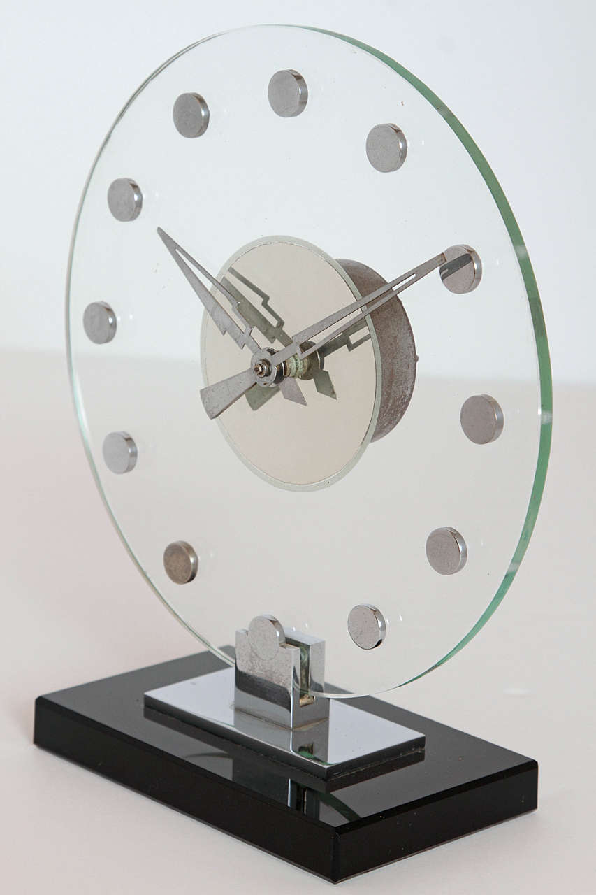 Machine Age Art Deco British Manual Wind Clock 5