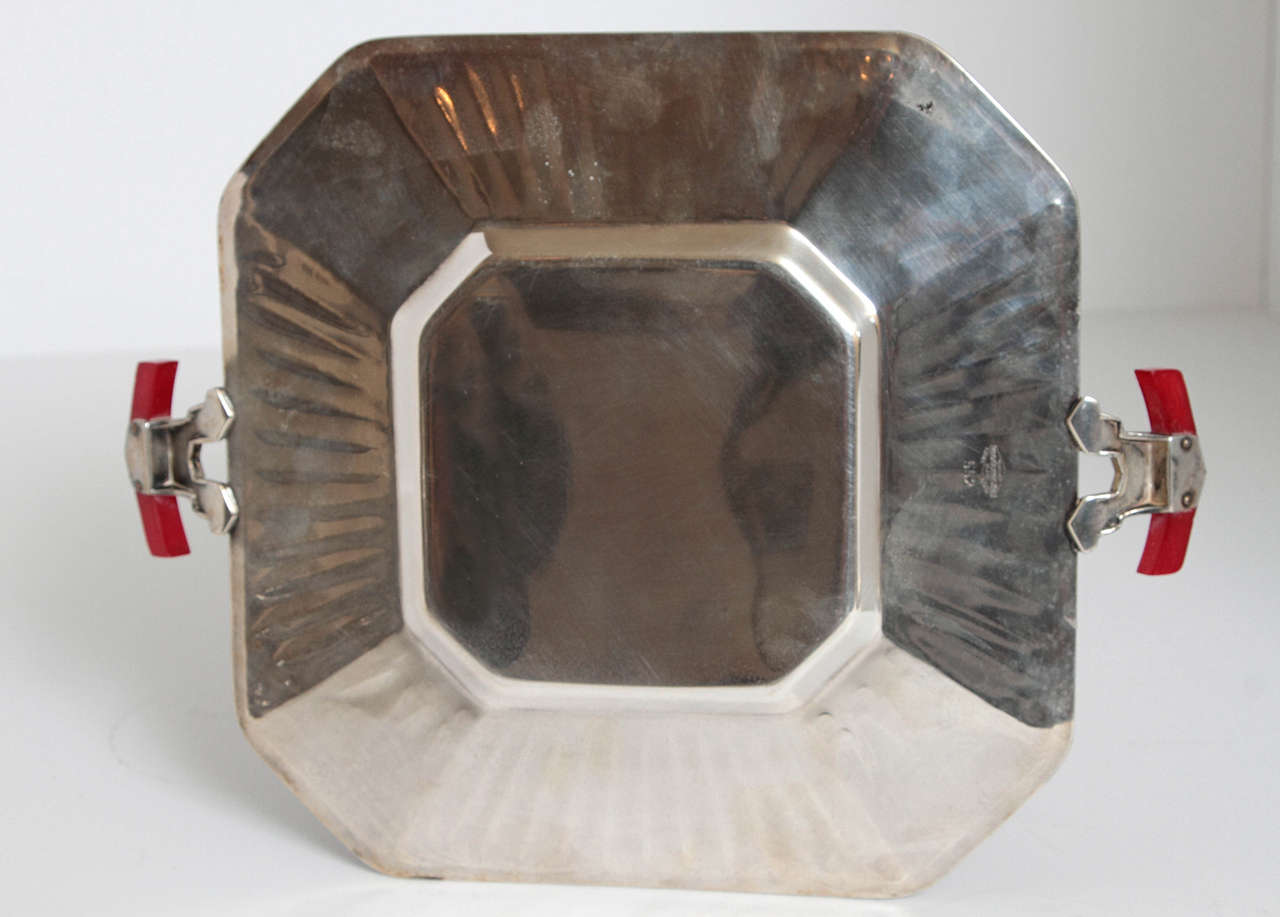 Mid-20th Century Four Extreme Rhombic Art Deco Benedict Modernistic Silver Plate Trays