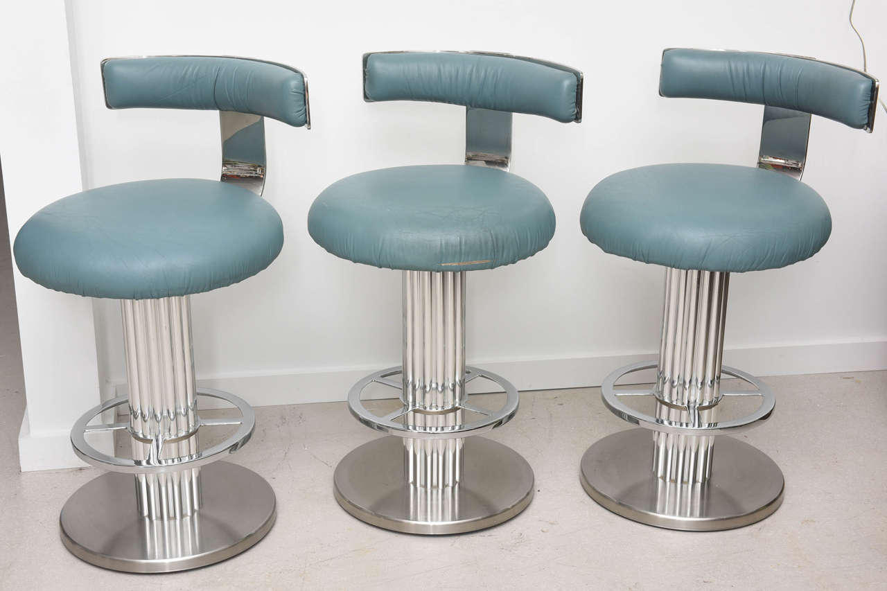 Nickel-Plated Counter Height Stools by Design for Leisure