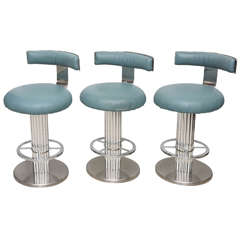 Nickel-Plated Counter Height Stools by Design for Leisure