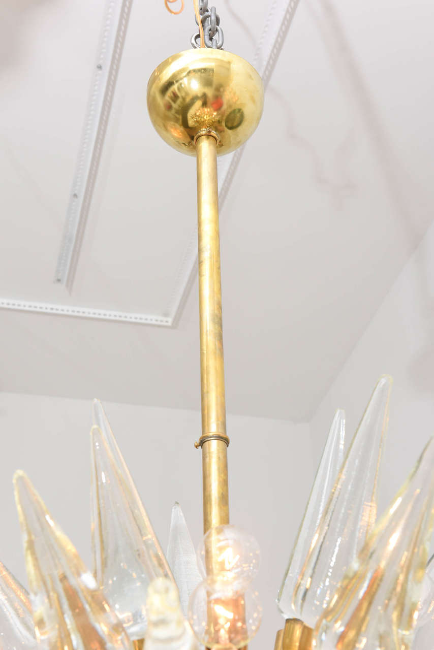 Monumental Italian Brass and Glass Spike Chandelier, Sputnik 2