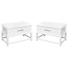 Pair of Vintage White Lacquer Bedside Tables