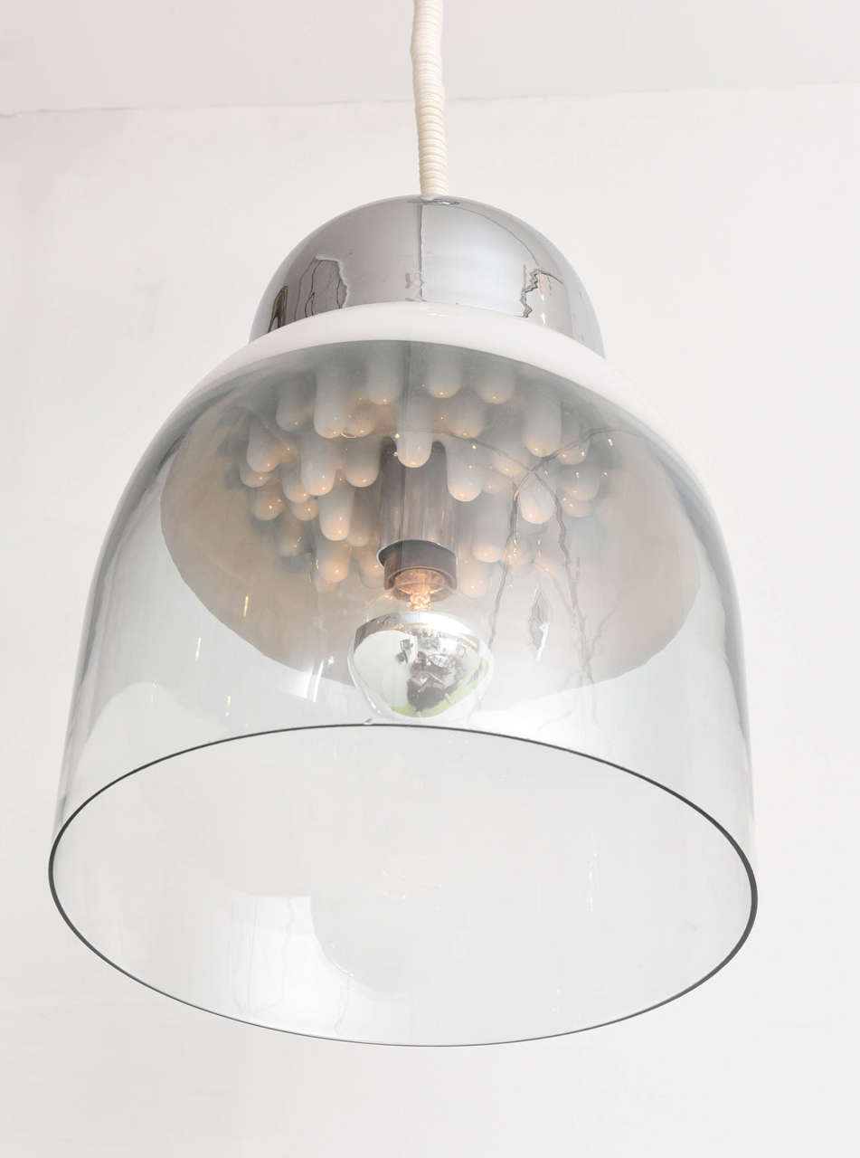 Mid-Century Modern Vintage Clear and White Mazzega Chandelier For Sale